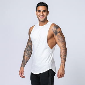 Débardeurs de sport pour hommes Evertop, logo personnalisé, 100% coton, sans manches, couleur unie, débardeurs décontractés d'été, design de maillot court, modèle mélangé - Product Image 1