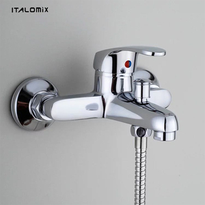 ITALOMIX Ensemble <span class=keywords><strong>de</strong></span> <span class=keywords><strong>douche</strong></span> brossé à bain en alliage <span class=keywords><strong>de</strong></span> zinc mural chaud et froid Kit <span class=keywords><strong>de</strong></span> mélangeur à poignée unique poli avec noyau <span class=keywords><strong>de</strong></span> valve en céramique - Product Image 1