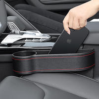 Organisateur latéral de siège de voiture en cuir PU durable fourni par le fabricant, multifonctionnel, avec porte-gobelet et boîte de rangement pour l'espace avant.