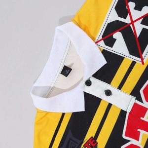 Polo de Manga Larga a Rayas para Hombre, Estilo Deportivo Urbano, con Estampados Digitales Personalizados. Sudadera Polo Oversize Casual con Hombros Caídos - Product Image 3