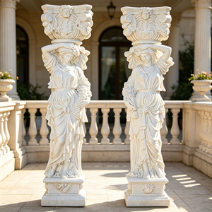 Pilier en <span class=keywords><strong>pierre</strong></span> de granit sculpté à la main de style européen, <span class=keywords><strong>colonne</strong></span> romaine pour jardin de villa <span class=keywords><strong>extérieure</strong></span>, décoration paysagère - Product Image 4