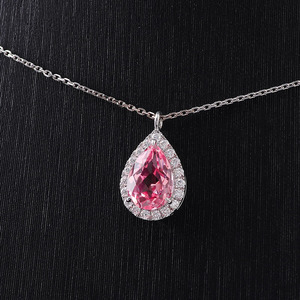 Bijoux en or 18 carats Collier <span class=keywords><strong>pendentif</strong></span> en pierres précieuses Blanc AU750 Poire 2.8CT <span class=keywords><strong>rose</strong></span> <span class=keywords><strong>Saphir</strong></span> Solitaire Pendentifs - Product Image 1