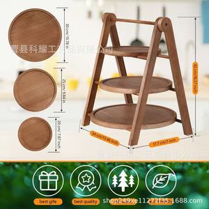 Estante Redondo de Madera de Varias Capas para Postres, 3 Niveles, Plegable, de Madera Maciza, para Bodas, Fiestas, Decoración del Hogar - Product Image 4