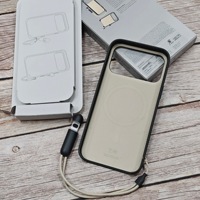 Coque de téléphone en silicone magnétique à chargement sans fil avec cordon de maintien et bouton AI pour iPhone 17 pour Beats