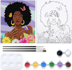 Kit de peinture sur toile toile pré dessinée pour la peinture pour adultes Kits de fête peinture et siroter fournitures de fête 8x10 toile à peindre