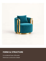 Fauteuil d'appoint moderne en velours, fauteuil pivotant rembourré pour salon, hall d'hôtel