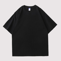 Kaos T-Shirt Katun Murni 260g Berat, Warna Solid, Kerah O, Bahu Jatuh, Model Pasangan, Multi-Warna, Kasual, Longgar, Lengan Pendek, Menyerap Keringat