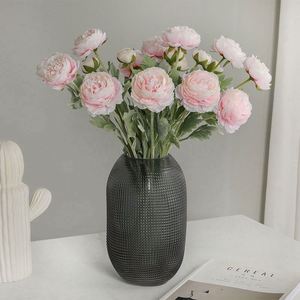 Imitated Silk Three Headed Flamingo Lotus Artificial Roses for Home Decoration Valentine's Day Easter-High Quality Bouquet - Product Image 2