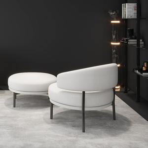 Modern Single <b>Sofa</b> Chair White Upholstered Round Seat Living Room Lounge Chair - Product Image 3