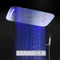Ensemble de douche thermostatique de luxe 430*710 MM avec système de douche pluie et cascade, et pommeau de douche LED encastré au plafond