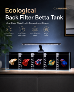 Acuario Rectangular de Vidrio con Sistema de Filtración Trasera, Acuario de Cría Aislado con Múltiples Compartimentos, Embalaje con Caja de Alimentación de 5W - Product Image 1