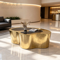 Table basse de salon moderne de luxe, vente directe d'usine, ensemble de tables à thé en métal irrégulier personnalisé pour hall d'hôtel et projets de bureaux