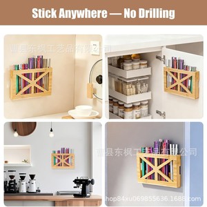 Bamboo Wall Mounted Straw <b>Storage</b> <b>Box</b> Rectangle Lacquered Punch Free Drying Rack For <b>Kitchen</b> Bathroom - Product Image 3