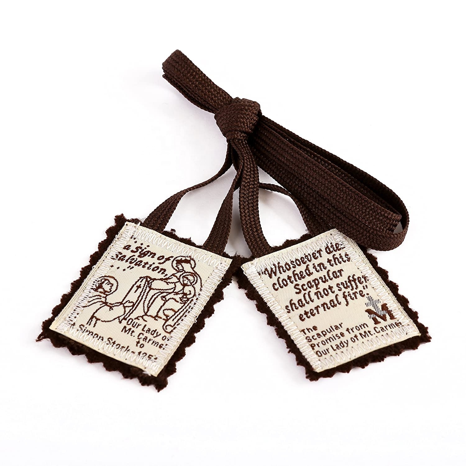 VILLAGE GIFT IMPORTERS Assorted Economy Scapulars - 14 Designs Wool Felt Necklaces With Brown Cord - View #12