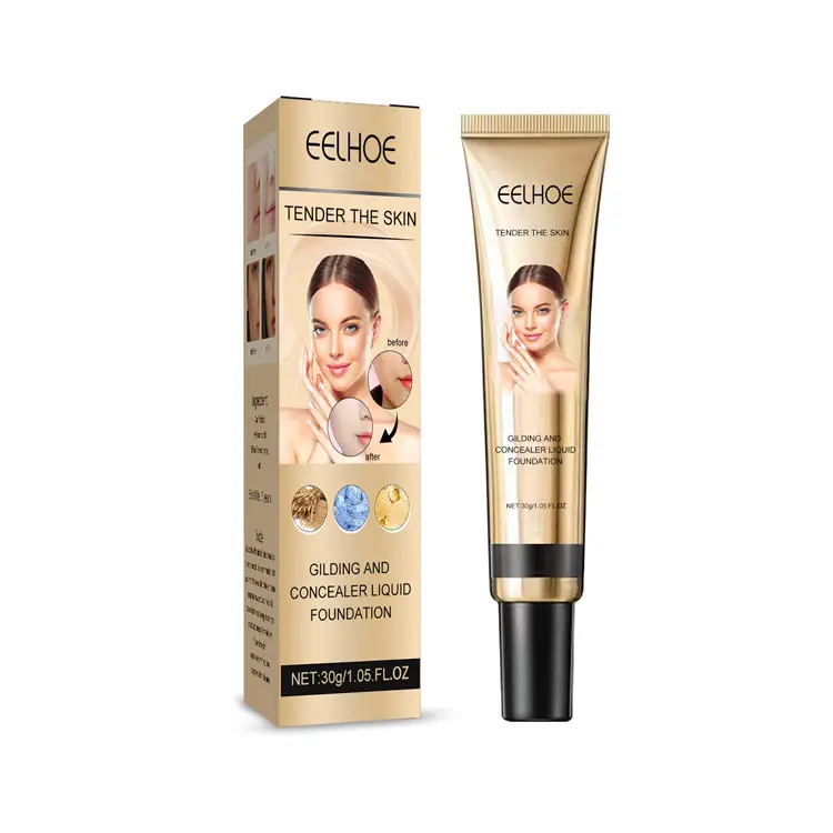 Eelhoe Corrector Base Líquida Impermeable Aceite Sudor Maquillaje de Larga Duración Hidratante Natural Cobertura Completa Cosméticos Faciales