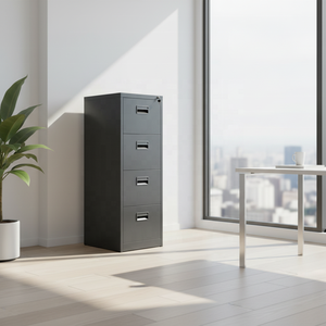 Armoire en fer à montage facile personnalisée, rangement vertical, quatre compartiments, meubles de bureau horizontaux volumineux, armoire à dossiers en acier métallique, 4 tiroirs - Product Image 1