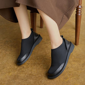 Zapatos de tacón bajo de cuero elásticos con bloques de color, estilo británico, novedad de otoño - Product Image 3