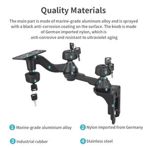 Vinmounts ตัวยึดจับปลาอลูมิเนียมทั้งหมดพร้อมล็อคเสริมแขนสำหรับเครื่องหาปลาขนาดใหญ่7ถึง16นิ้ว - Product Image 4