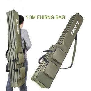 Nuovo Design 1.3m due strati di canna da pesca borsa stile europeo pieghevole verde attrezzatura da pesca borsa canna da pesca custodia - Product Image 3