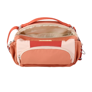 Sac à bandoulière en nylon orange-rouge, sac de voyage décontracté avec fermeture éclair, grande capacité, utilisation toutes saisons - Product Image 5
