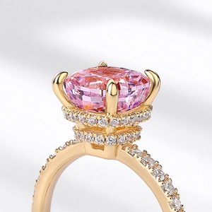 Joyería fina de compromiso de plata 925 de alta calidad, anillos de boda de diamantes rosas de alto carbono chapados en oro de <span class=keywords><strong>10K</strong></span> para mujer, fiesta romántica - Product Image 4