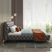 Lit de villa moderne et classique de luxe, capitonné, en cuir, taille personnalisée, avec cadre en bois, dernier design, ensemble de chambre à coucher