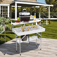 Table de pique-nique en plastique pliable pour l'extérieur avec égouttoir pour les fêtes d'été Hôtel Cuisine Utilisation pour la bière froide et la nourriture