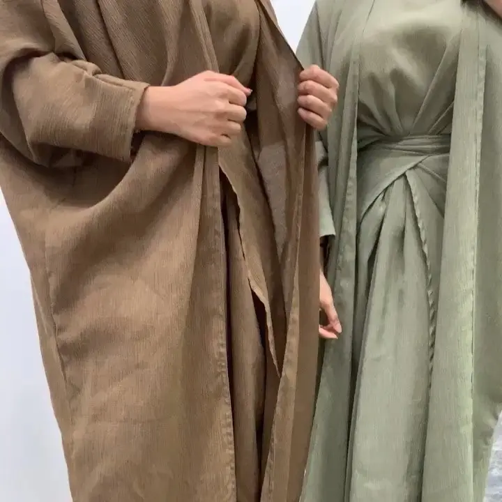 Produsen Dibuat dengan Baik Kualitas Tinggi Eid Gaun Muslim Wanita 3 Buah Abaya Set Pakaian
