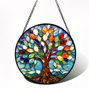 Pendentif en verre coloré, attrape-soleil créatif, décoration d'intérieur, ornement suspendu Arbre de Vie, vente directe usine - Product Image 1