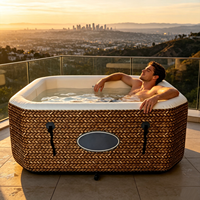Spa gonflable en rotin tressé PVC pour 4 personnes, capacité 550L, pour usage domestique et extérieur, vente en gros