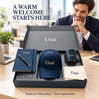 Ensemble cadeau d'entreprise avec logo personnalisé, kit de bienvenue pour les employés, comprenant un carnet, une tasse, une casquette et un stylo dans un coffret cadeau haut de gamme