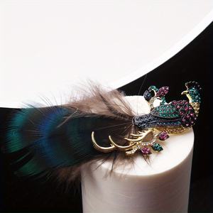 Broche de Pluma de Pavo Real de Imitación, Elegante, de Lujo Ligero y a la Moda - Product Image 1