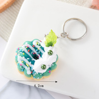 Gantungan Kunci Mini Donat Simulasi Macaron Makanan Krim Gantungan Kunci Mainan Kreatif untuk Kunci