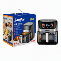 Friteuse à air carrée sans huile Sonifer SF-1034S 8,5 l 1700 W numérique avec faible teneur en matières grasses et minuteur 60 min pour des repas sains à la maison