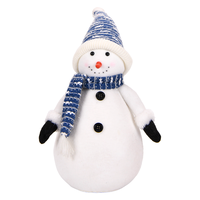 Chapeau bleu confortable à motif bonhomme de neige avec mitaines noires pour décoration d'intérieur hivernale minimaliste – Vente en gros
