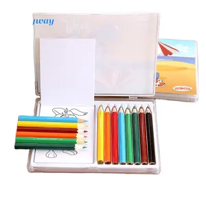 Pensil gambar Mini kembali ke sekolah Set kotak kardus pensil sketsa warna halus perlengkapan alat tulis sekolah 8 warna 25 hari