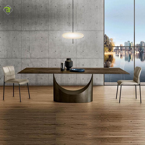 Mesa de Comedor Rectangular de Diseño Italiano con Tablero de Piedra y Patas de Metal Estilo <span class=keywords><strong>Luna</strong></span>, Apta para 10 Personas, Decoración para Mesa de Comedor - Product Image 5