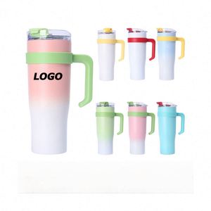 40oz Stainless Steel Tumbler with Handle & Straw - Personalized <b>Insulated</b> Travel <b>Mug</b> for Gifts & Promotion - Product Image 1