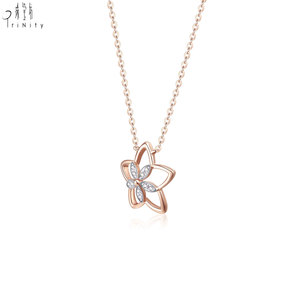 Collier tendance de haute qualité en or rose massif 18 carats avec pendentif étoile et diamant naturel, vente en gros pour l'exportation - Product Image 2