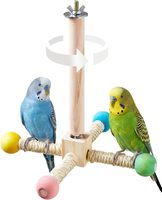 Perchoir pour oiseaux en bois séché au four, rotatif à 360 degrés, jouet interactif pour cage à perroquet