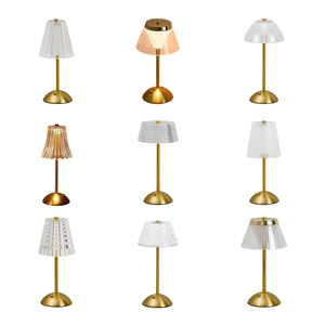 Lampade da Tavolo LED di Lusso <span class=keywords><strong>Vintage</strong></span> con <span class=keywords><strong>Paralume</strong></span> <span class=keywords><strong>in</strong></span> Cristallo Dorato, Dimmerabili, Ricaricabili, Senza Fili, con Controllo Touch per Ristoranti - Product Image 1