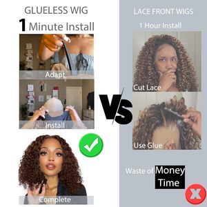 Sans colle 7X5 châtain brun foncé dentelle perruques humaines dentelle avant vague d'eau perruque colorée pré plumé vague profonde perruques de cheveux humains - Product Image 5