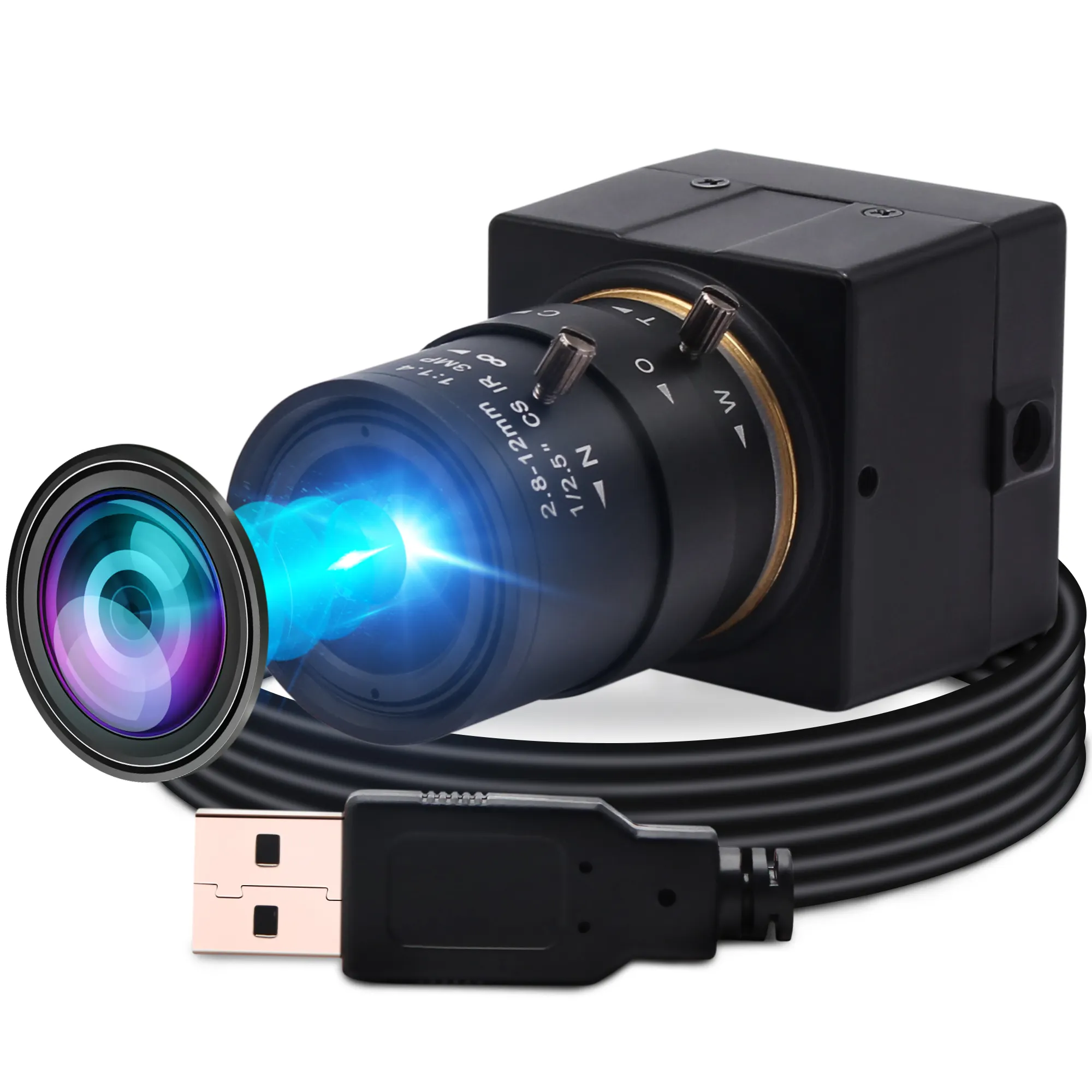 ELP 5MP 2592x1944 USB Camera CMOS OV5640 Sensor 2.8-12mm Zoom Lens Mini Case USB Webcam for Machine Vision