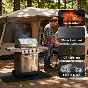 Waterproof Dustproof Fireproof Oil Resistant Grill Mat Heat Resistant <b>BBQ</b> Pad for Deck Patio Fire Pit - Product Image 4