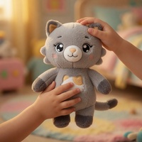 Fabricant de jouets en peluche personnalisés OEM ODM, peluche chat gris Kawaii, rembourrage en coton PP, peluche douce et bien garnie, jouet en peluche personnalisé