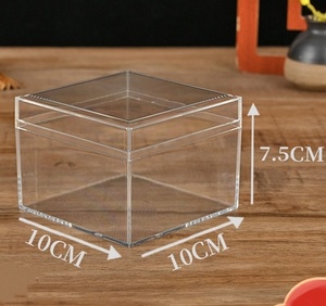<span class=keywords><strong>10cm</strong></span> Cổ Phiếu Acrylic PS thực phẩm trong suốt hộp nhựa vuông để lưu trữ Kẹo-hộp lưu trữ hình vuông - Product Image 1