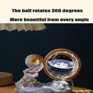Lámpara Nocturna de Astronauta, Bola de Cristal Tallada en 3D, Adorno de Mesa, Decoración de Dormitorio, USB, con Luz - Product Image 3