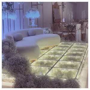 2024 popular bela flor dentro de vidro temperado plataforma de palco de casamento redonda para decoração de eventos