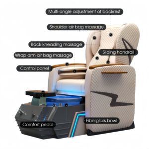 เก้าอี้ทำเล็บเท้าแบบหรูหรานวดได้ทั้งตัวเก้าอี้สปาเล็บเท้าที่ทันสมัยไม่มีท่อประปาพร้อมชามและนวดเท้า - Product Image 3