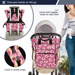 Bolsa de Pañales de Gran Capacidad con Estampado de Flores de Hau Rosa Hawaiano, Bolsa de Viaje para Bebé Personalizada de Nailon Resistente con Estampado Completo para Mamá - Product Image 4